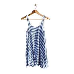Cheap Monday Women Striped Chest Pocket Mini Tank Beach Dress Blue White Size XS
